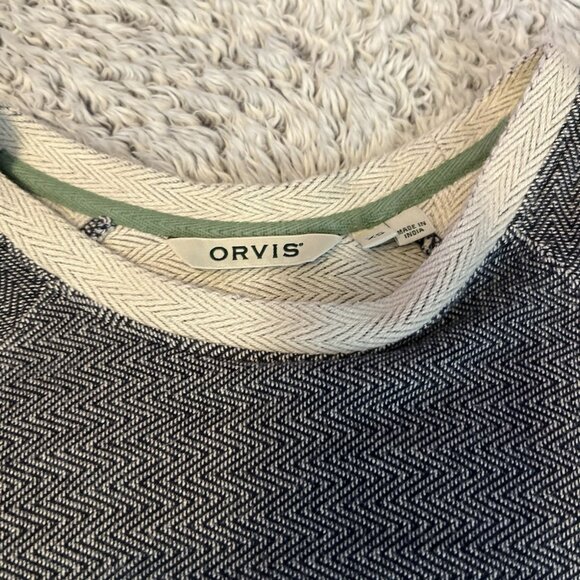 Orvis 100% Thick Cotton Tweed Women’s XS Sweater Top With Green Trim - Picture 4 of 8